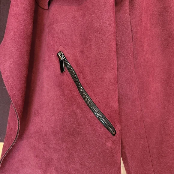 KUT FROM THE KLOTH JACEE DRAPED MOTO JACKET BURGANDY SIZE LARGE EUC - Picture 5 of 7